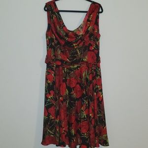Sleeveless Floral Cowl neck Dress